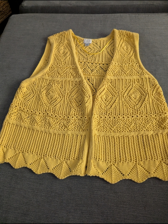 a new day Jackets & Blazers - A New Day Yellow Openfront Crochet Knit Vest XL